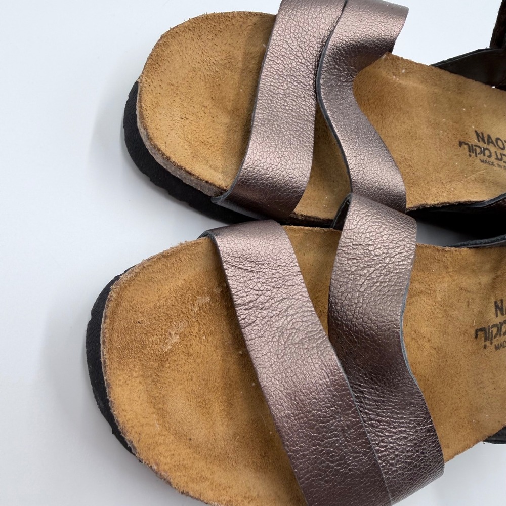 Naot Kayla Metallic Pewter Leather Wedge Sandals Womens 39 L8 Comfort Shoes - Picture 7 of 7